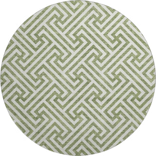 Piper Looms Mayfield Geometric AMF731 Green Machine Washable Area Rug Round Main Image