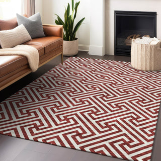 Piper Looms Mayfield Geometric AMF731 Merlot Machine Washable Area Rug Lifestyle Image Feature