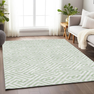 Piper Looms Mayfield Geometric AMF731 Mint Machine Washable Area Rug Lifestyle Image Feature