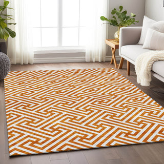 Piper Looms Mayfield Geometric AMF731 Orange Machine Washable Area Rug Lifestyle Image Feature