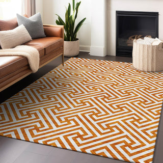 Piper Looms Mayfield Geometric AMF731 Orange Machine Washable Area Rug Lifestyle Image Feature