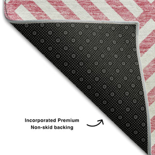 Piper Looms Mayfield Geometric AMF731 Pink Machine Washable Area Rug Backing Image