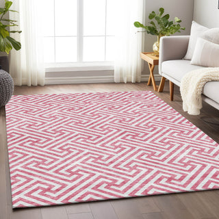 Piper Looms Mayfield Geometric AMF731 Pink Machine Washable Area Rug Lifestyle Image Feature