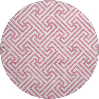Piper Looms Mayfield Geometric AMF731 Pink Machine Washable Area Rug Round Main Image