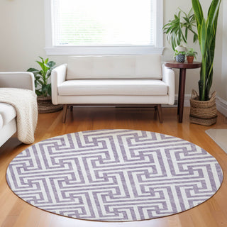 Piper Looms Mayfield Geometric AMF731 Purple Machine Washable Area Rug Round Lifestyle Image Feature