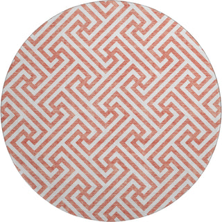 Piper Looms Mayfield Geometric AMF731 Salmon Machine Washable Area Rug Round Main Image
