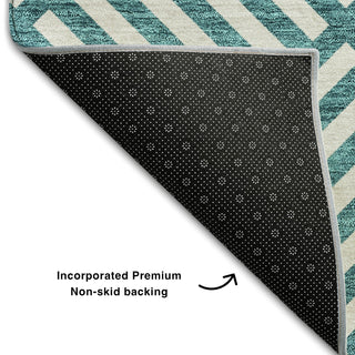 Piper Looms Mayfield Geometric AMF731 Teal Machine Washable Area Rug Backing Image