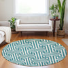 Piper Looms Mayfield Geometric AMF731 Teal Machine Washable Area Rug Round Lifestyle Image Feature