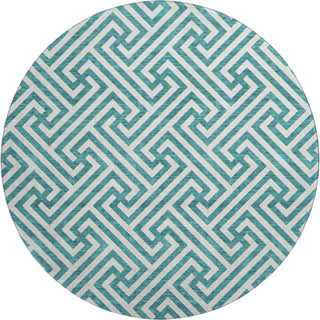 Piper Looms Mayfield Geometric AMF731 Teal Machine Washable Area Rug Round Main Image