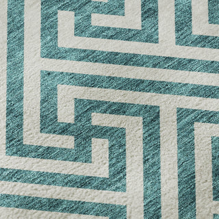 Piper Looms Mayfield Geometric AMF731 Teal Machine Washable Area Rug Swatch Image