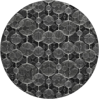 Piper Looms Mayfield Geometric AMF732 Black Machine Washable Area Rug Round Main Image