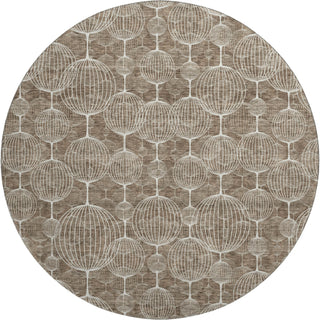 Piper Looms Mayfield Geometric AMF732 Chocolate Machine Washable Area Rug Round Main Image