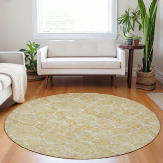 Piper Looms Mayfield Geometric AMF732 Gold Machine Washable Area Rug Round Lifestyle Image Feature