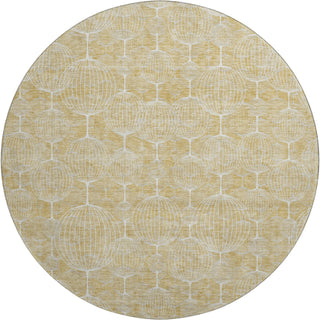 Piper Looms Mayfield Geometric AMF732 Gold Machine Washable Area Rug Round Main Image