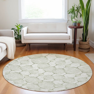 Piper Looms Mayfield Geometric AMF732 Green Machine Washable Area Rug Round Lifestyle Image Feature