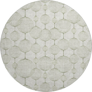 Piper Looms Mayfield Geometric AMF732 Green Machine Washable Area Rug Round Main Image