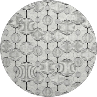 Piper Looms Mayfield Geometric AMF732 White Machine Washable Area Rug Round Main Image