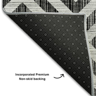 Piper Looms Mayfield Geometric AMF733 Black Machine Washable Area Rug Backing Image
