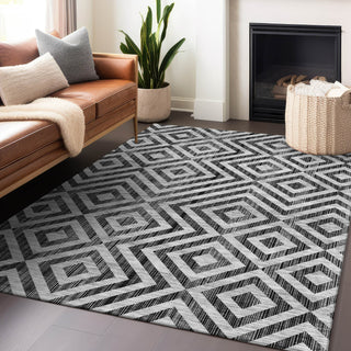 Piper Looms Mayfield Geometric AMF733 Black Machine Washable Area Rug Lifestyle Image Feature