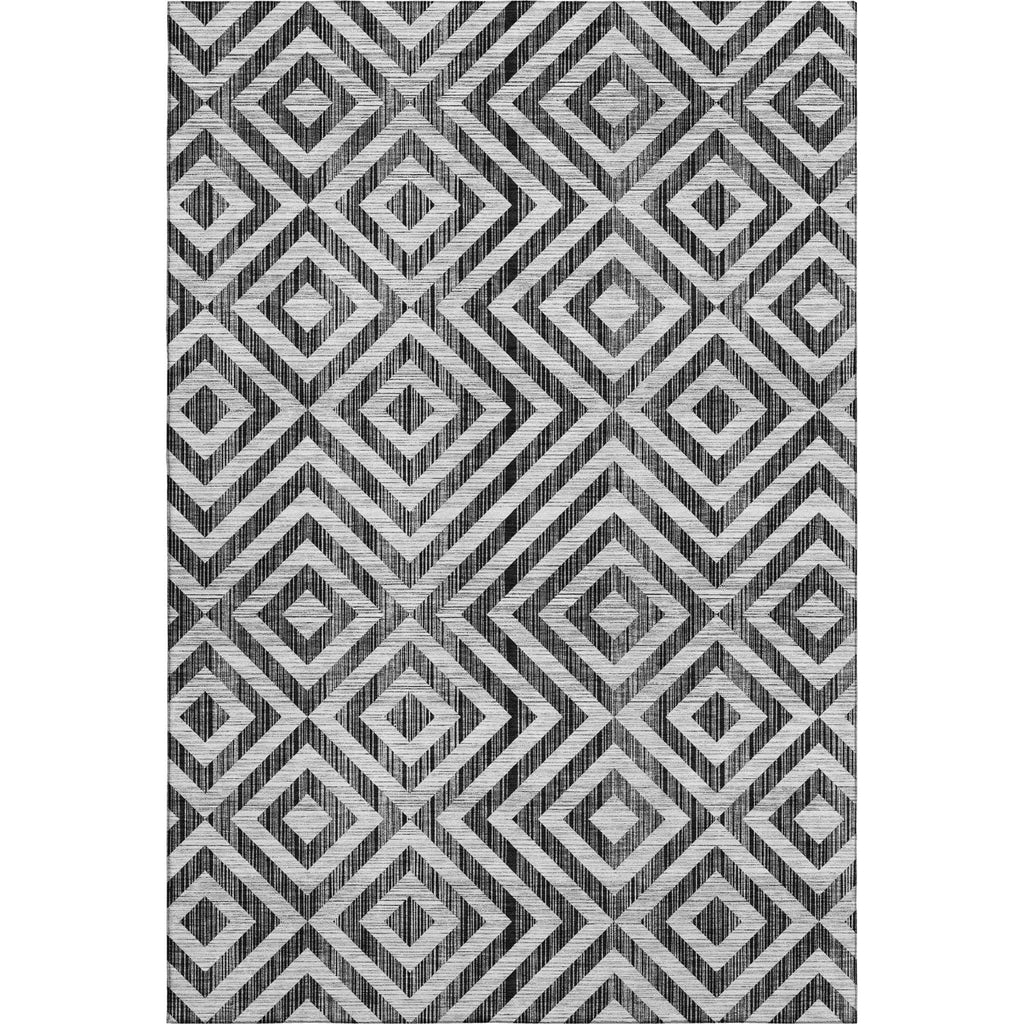 Piper Looms Mayfield Geometric AMF733 Black Machine Washable Area Rug main image