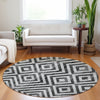 Piper Looms Mayfield Geometric AMF733 Black Machine Washable Area Rug Round Lifestyle Image Feature
