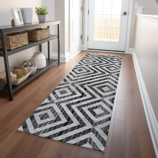 Piper Looms Mayfield Geometric AMF733 Black Machine Washable Area Rug Runner Lifestyle Image Feature