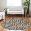 Piper Looms Mayfield Geometric AMF733 Brown Machine Washable Area Rug Round Lifestyle Image Feature