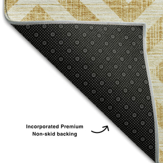 Piper Looms Mayfield Geometric AMF733 Gold Machine Washable Area Rug Backing Image