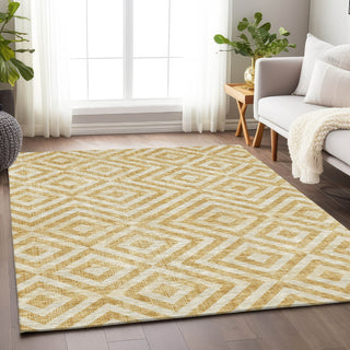 Piper Looms Mayfield Geometric AMF733 Gold Machine Washable Area Rug Lifestyle Image Feature