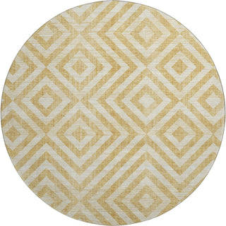 Piper Looms Mayfield Geometric AMF733 Gold Machine Washable Area Rug Round Main Image