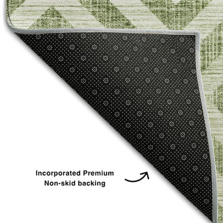 Piper Looms Mayfield Geometric AMF733 Green Machine Washable Area Rug Backing Image
