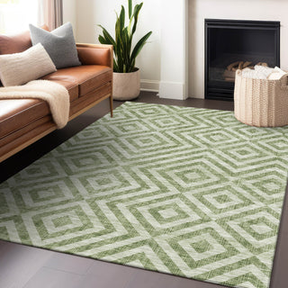 Piper Looms Mayfield Geometric AMF733 Green Machine Washable Area Rug Lifestyle Image Feature