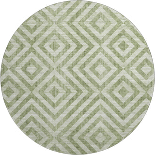 Piper Looms Mayfield Geometric AMF733 Green Machine Washable Area Rug Round Main Image