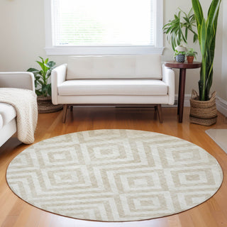 Piper Looms Mayfield Geometric AMF733 Ivory Machine Washable Area Rug Round Lifestyle Image Feature
