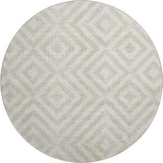 Piper Looms Mayfield Geometric AMF733 Ivory Machine Washable Area Rug Round Main Image