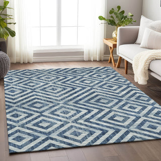 Piper Looms Mayfield Geometric AMF733 Navy Machine Washable Area Rug Lifestyle Image Feature