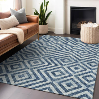 Piper Looms Mayfield Geometric AMF733 Navy Machine Washable Area Rug Lifestyle Image Feature