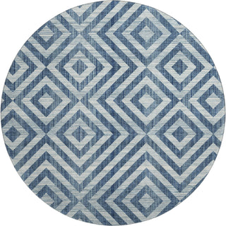 Piper Looms Mayfield Geometric AMF733 Navy Machine Washable Area Rug Round Main Image