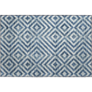 Piper Looms Mayfield Geometric AMF733 Navy Machine Washable Area Rug Scatter Main Image