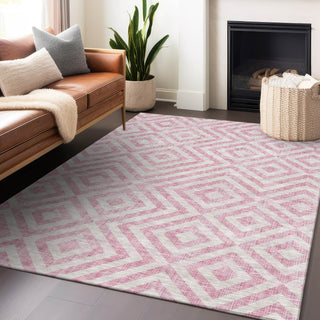 Piper Looms Mayfield Geometric AMF733 Pink Machine Washable Area Rug Lifestyle Image Feature
