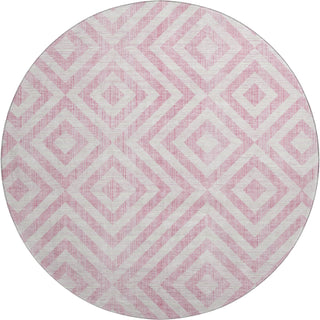 Piper Looms Mayfield Geometric AMF733 Pink Machine Washable Area Rug Round Main Image