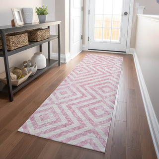 Piper Looms Mayfield Geometric AMF733 Pink Machine Washable Area Rug Runner Lifestyle Image Feature