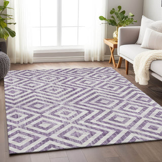 Piper Looms Mayfield Geometric AMF733 Purple Machine Washable Area Rug Lifestyle Image Feature