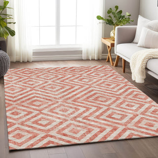 Piper Looms Mayfield Geometric AMF733 Salmon Machine Washable Area Rug Lifestyle Image Feature