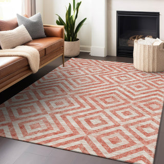 Piper Looms Mayfield Geometric AMF733 Salmon Machine Washable Area Rug Lifestyle Image Feature