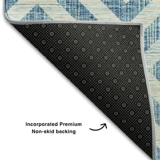 Piper Looms Mayfield Geometric AMF733 Teal Machine Washable Area Rug Backing Image