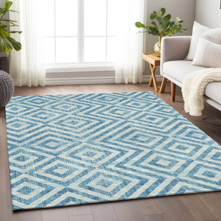 Piper Looms Mayfield Geometric AMF733 Teal Machine Washable Area Rug Lifestyle Image Feature