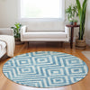 Piper Looms Mayfield Geometric AMF733 Teal Machine Washable Area Rug Round Lifestyle Image Feature