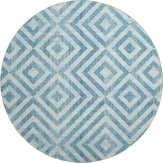 Piper Looms Mayfield Geometric AMF733 Teal Machine Washable Area Rug Round Main Image