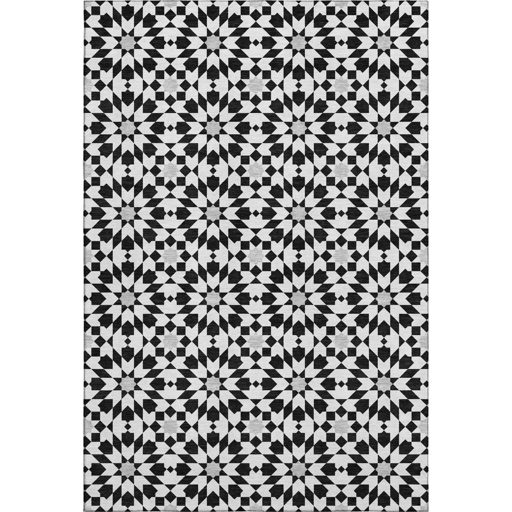 Piper Looms Mayfield Spiral AMF734 Black Machine Washable Area Rug main image